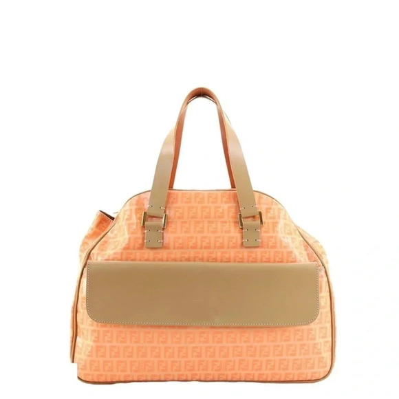 FENDI Vintage Front Pocket Dome Zip Satchel Zucchino - Picture 3 of 4